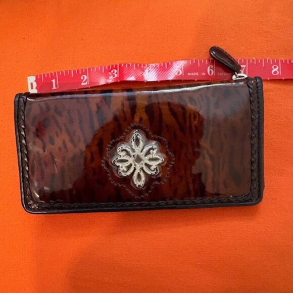 Brighton Furguson Tiger Animal Print Leather Wallet w Silver Burnished Hardware - Picture 8 of 9